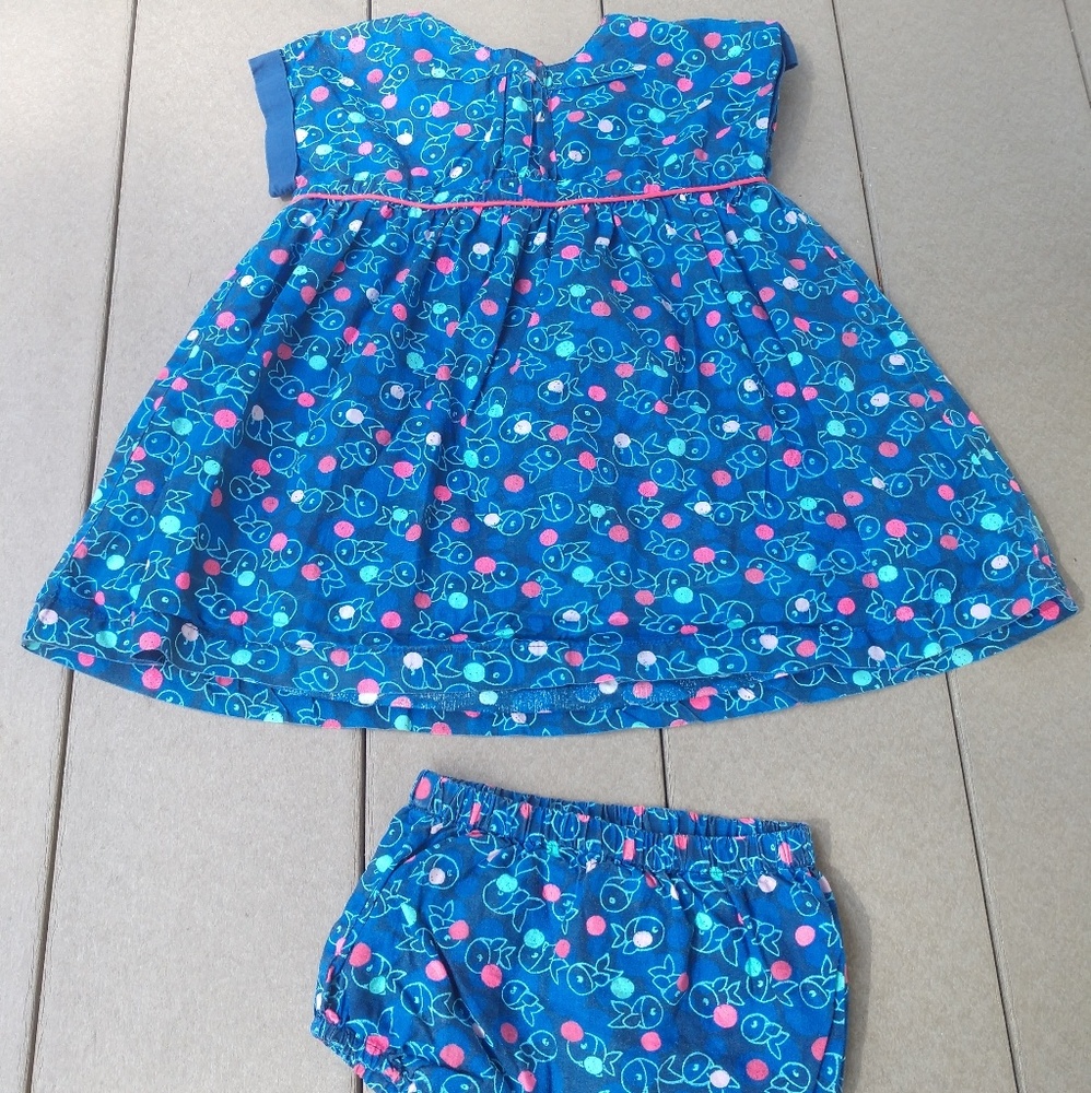 🐟 print toddler dress with matching bloomers - Picture 2 of 6